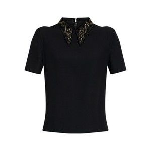 Versace Pointed Collar Black Shirt With Gold And Silver Embellishments - NWT